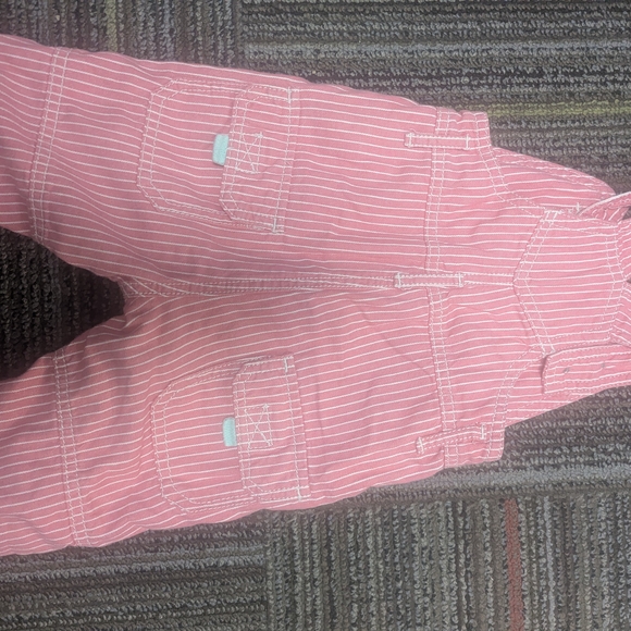 Baby Boden Pink and White Striped Overalls - Picture 5 of 5